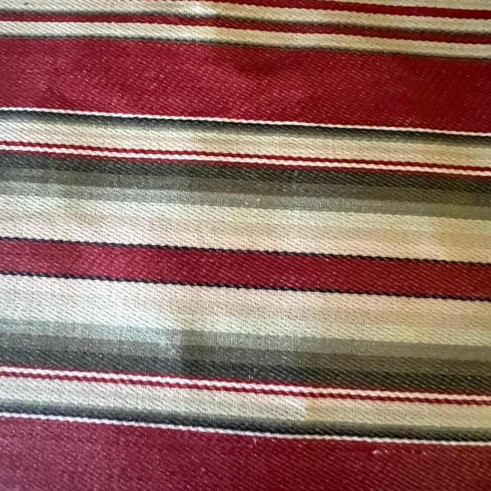 Cotton Striped Laminated Satin Gloss Fabric.. Red, Aqua, Beige Stripe